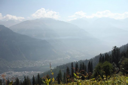 View of Manali from the trek route