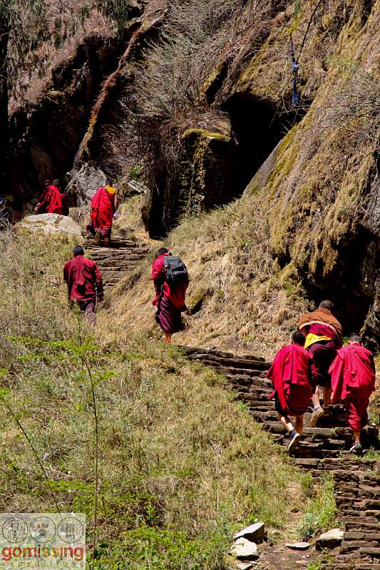 Monks trekking to Tiger's Nest
